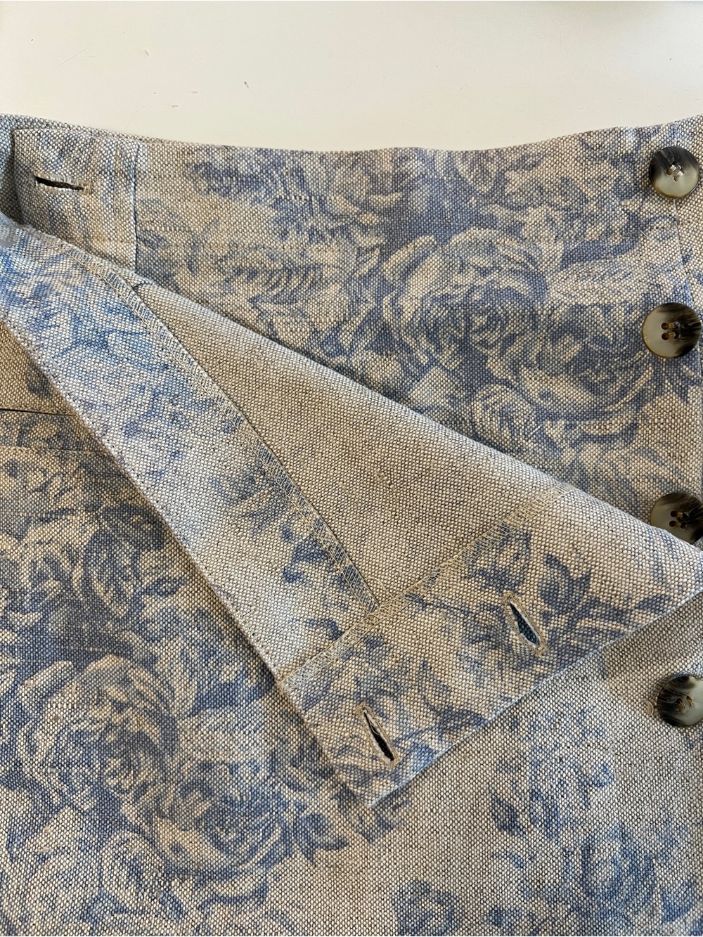 COLDWATER CREEK Women’s Size 6 Beige/ Blue Floral Print Vintage Linen Maxi Skirt - Picture 11 of 12